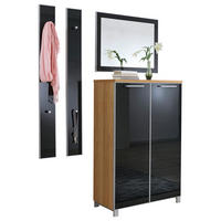 GARDEROBE 4-teilig  in 135/195/37 cm  - Eichefarben/Anthrazit, Design, Glas/Holz (135/195/37cm)