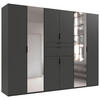 KLEIDERSCHRANK 270/210/58 cm 8-türig Graphitfarben  - Schwarz/Graphitfarben, MODERN, Glas/Holzwerkstoff (270/210/58cm) - Boxxx