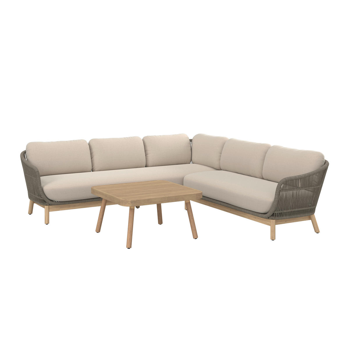 LOUNGEGRUPP 230/241 cm akacia massiv aluminium  - beige/akaciefärgad, Natur, metall/trä (230/241cm) - Ambia Garden