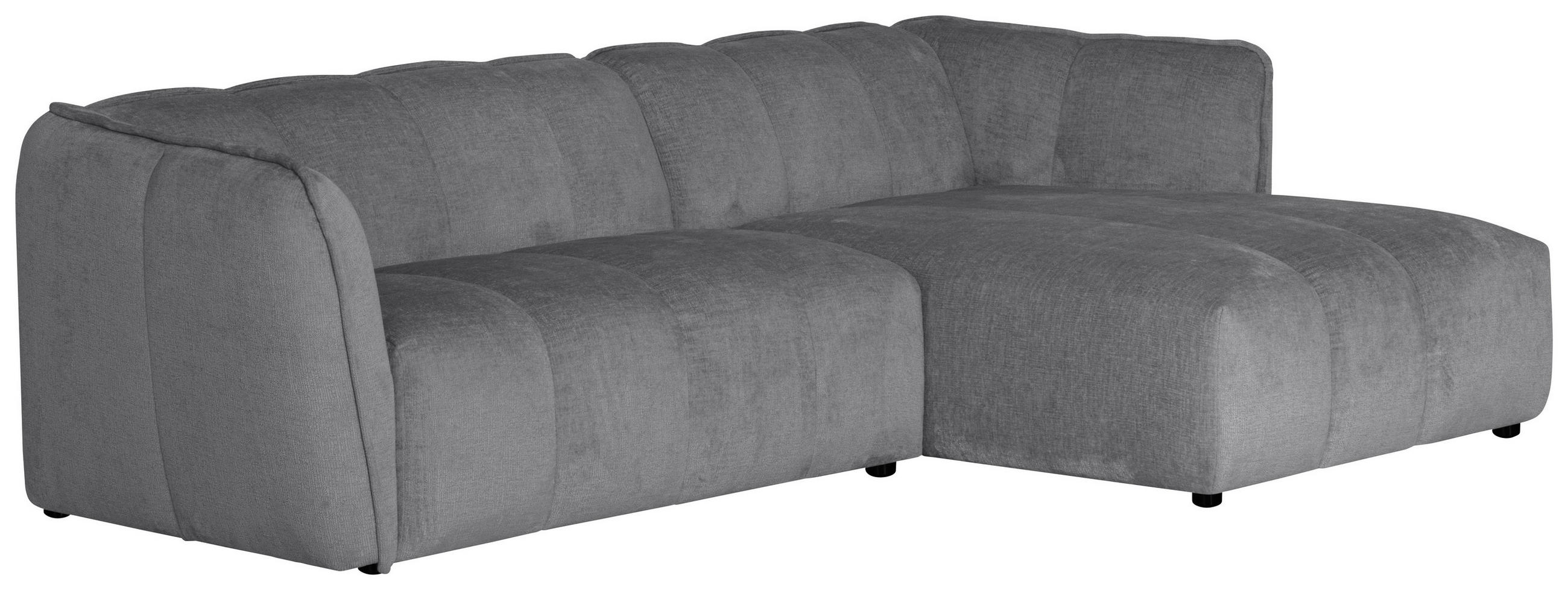 ECKSOFA LIVOLI in Chenille Hellgrau  246/160 cm  - Hellgrau/Schwarz, Design, Textil (246/160cm) - MID.YOU