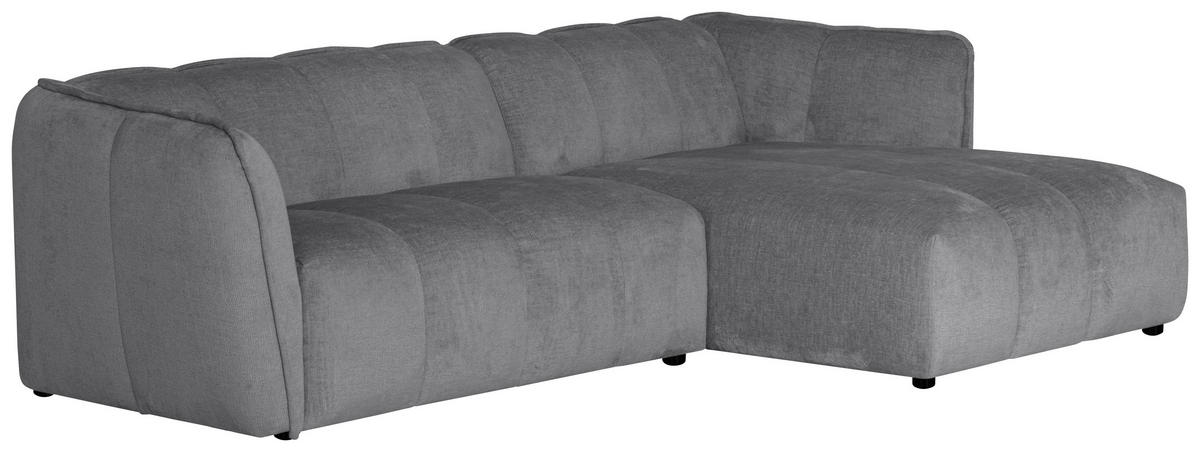 ECKSOFA LIVOLI in Chenille Hellgrau  246/160 cm  - Hellgrau/Schwarz, Design, Textil (246/160cm) - MID.YOU