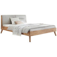 BETT 160/200 cm,  in Hellgrau, Eiche Bianco,  - Eiche Bianco/Hellgrau, Natur, Holz (160/200cm) - Hasena