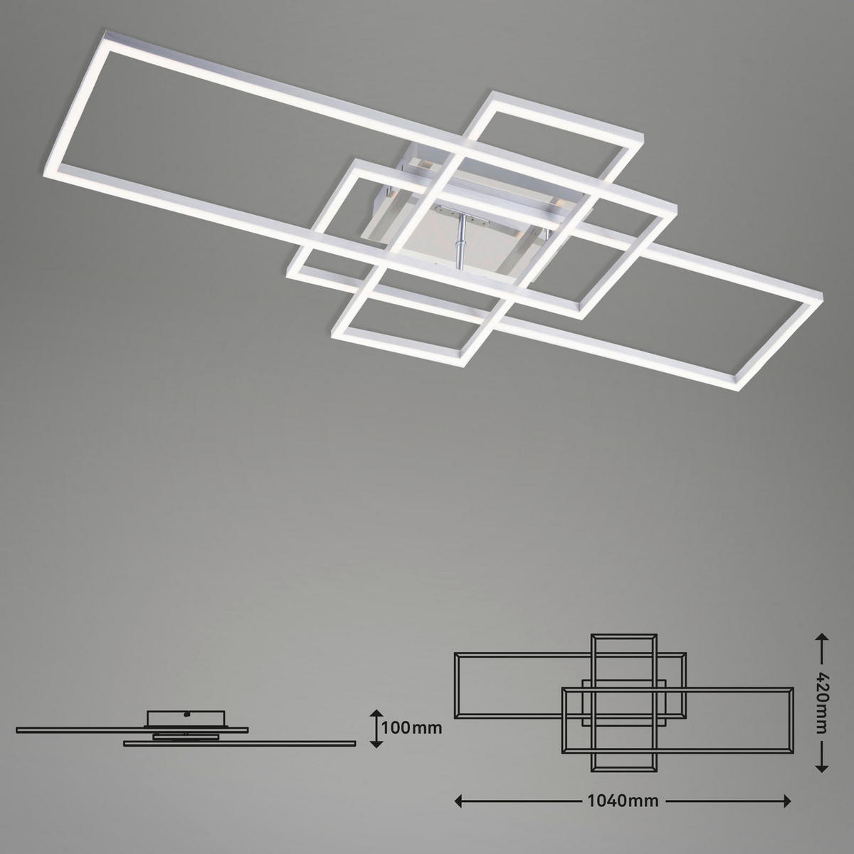 LED-DECKENLEUCHTE 104/42/10 cm   - Chromfarben, Design, Kunststoff/Metall (104/42/10cm)