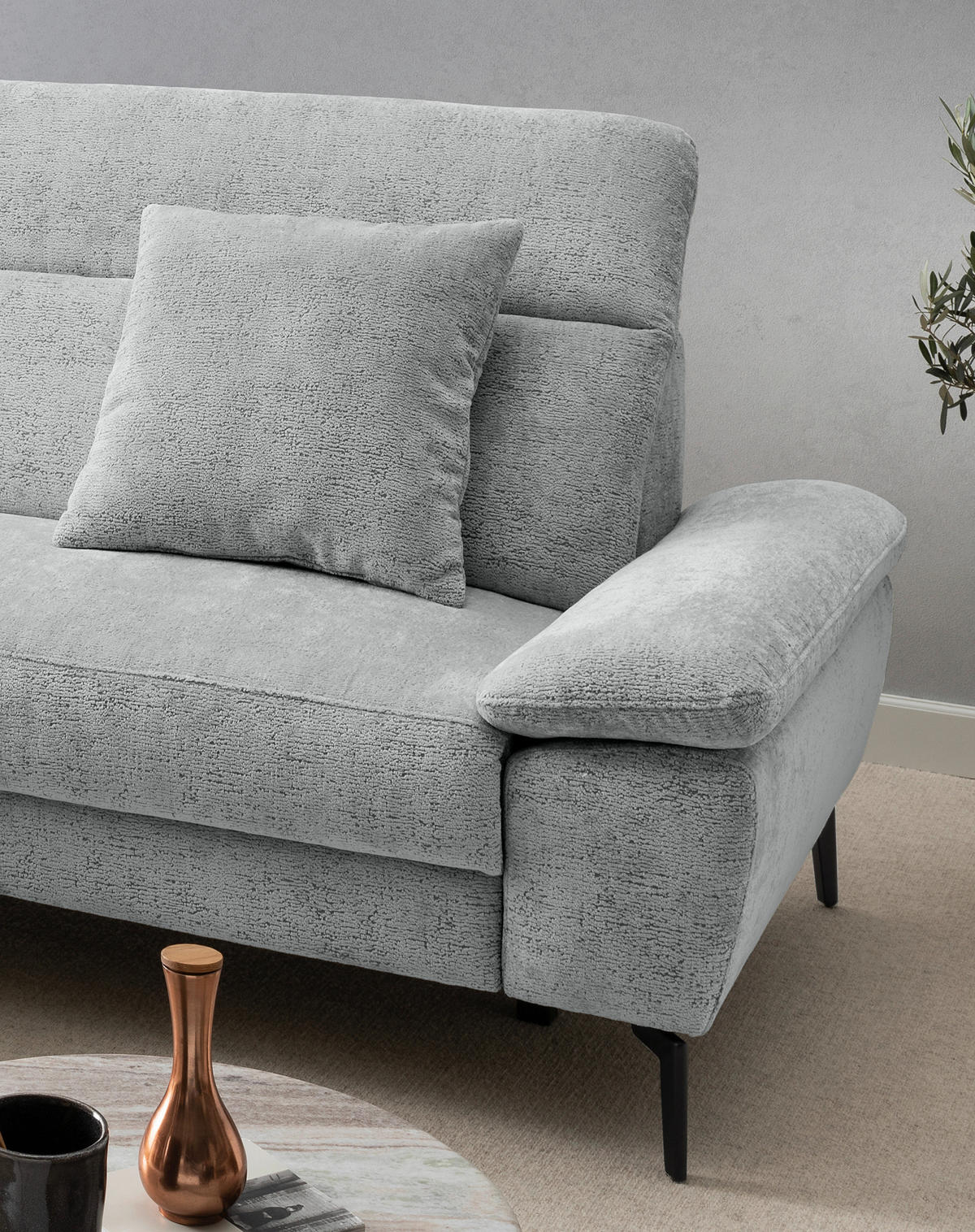 ECKSOFA CANCELLI in Chenille Blau  178/300 cm  - Blau/Schwarz, KONVENTIONELL, Textil/Metall (178/300cm) - Livetastic