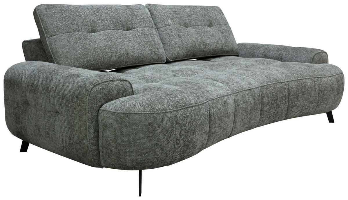 2-SITZER-SOFA Chenille Grau  - Schwarz/Grau, Design, Kunststoff/Textil (230/84/104/111/122cm) - Livetastic