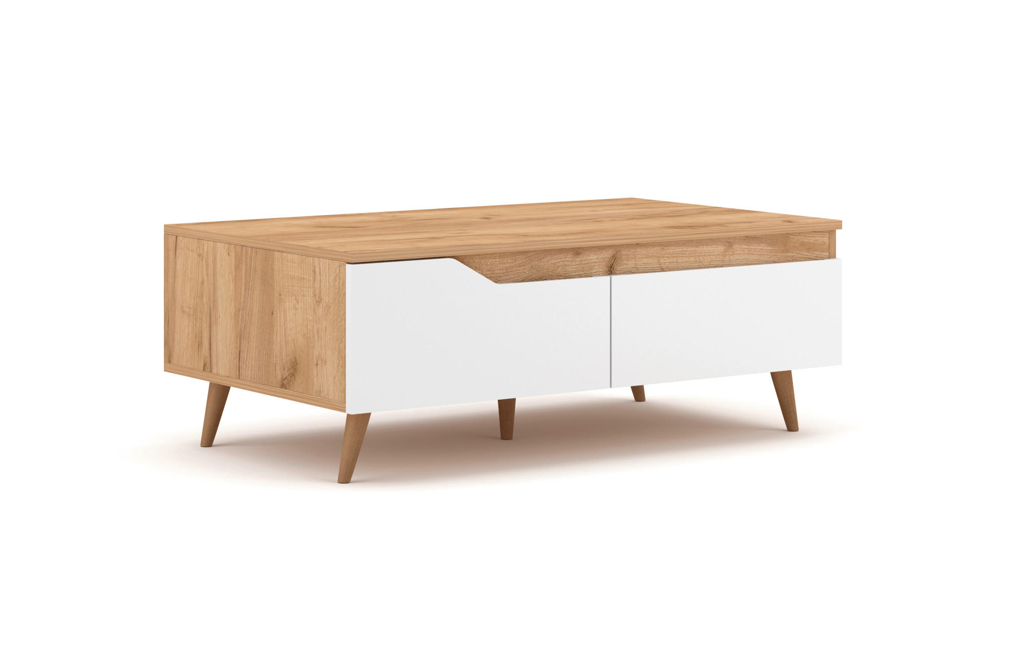 COUCHTISCH 100/60/37 cm rechteckig Weiß, Eichefarben  - Eichefarben/Weiß, Design, Holzwerkstoff (100/60/37cm) - Livetastic
