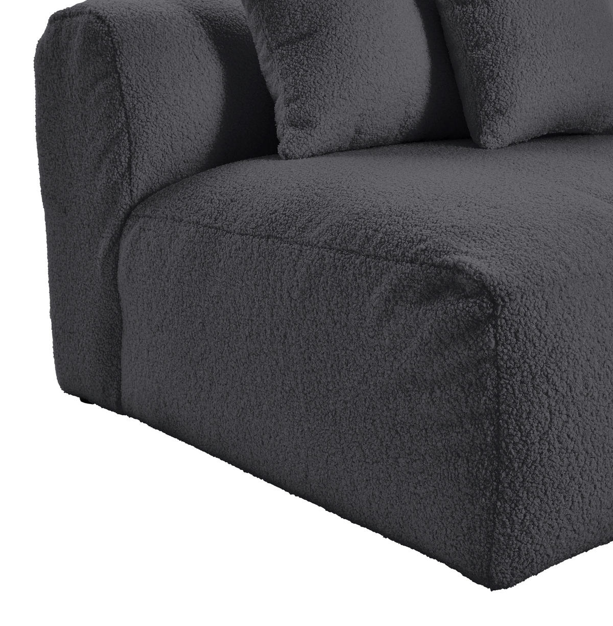 ECKSOFA in Flachgewebe, Teddystoff Dunkelgrau  - Dunkelgrau, Trend, Textil (300/315cm) - Livetastic