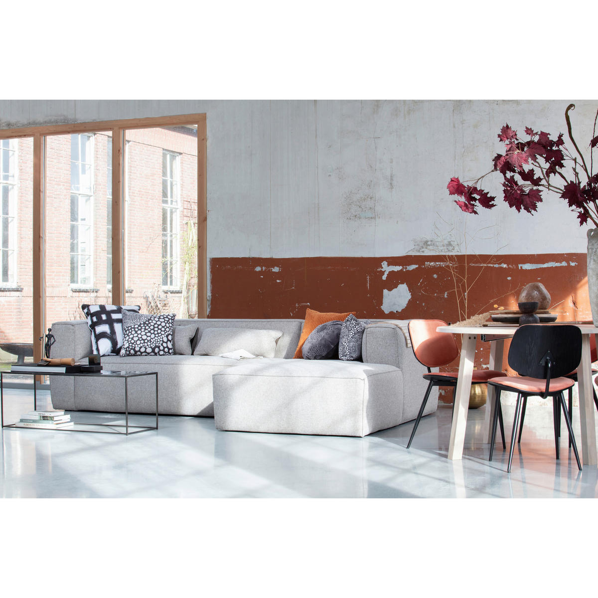 ECKSOFA Bean in Webstoff Hellgrau  305/175 cm  - Hellgrau, Design, Textil (305/175cm) - Livetastic