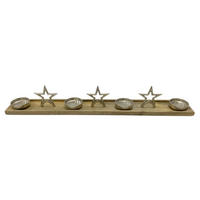 ADVENTSKERZENHALTER  - Silberfarben/Braun, LIFESTYLE, Holz/Metall (76/10/12cm) - X-Mas