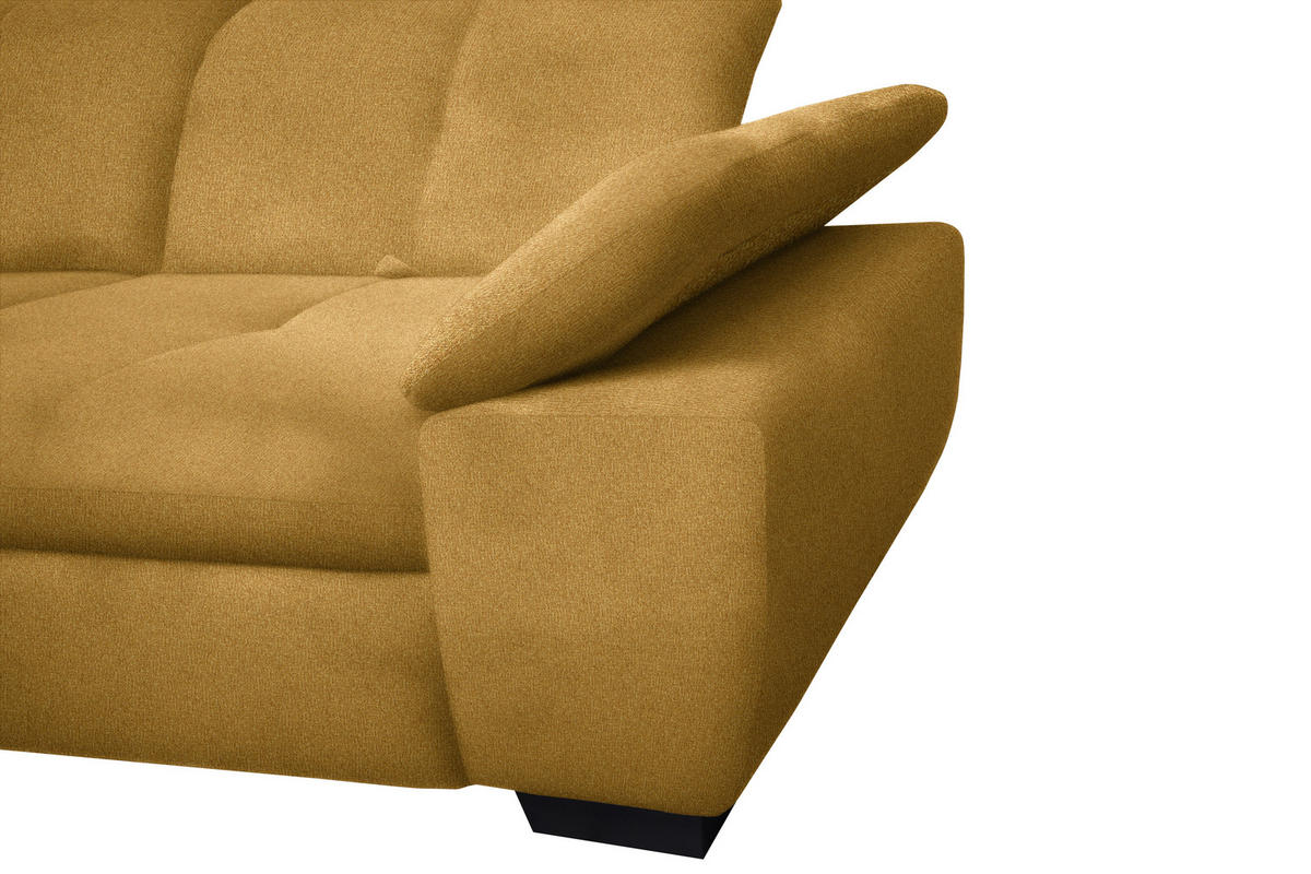 ECKSOFA in Flachgewebe Currygelb  313/242 cm  - Currygelb/Schwarz, Design, Textil/Metall (313/242cm) - Xora