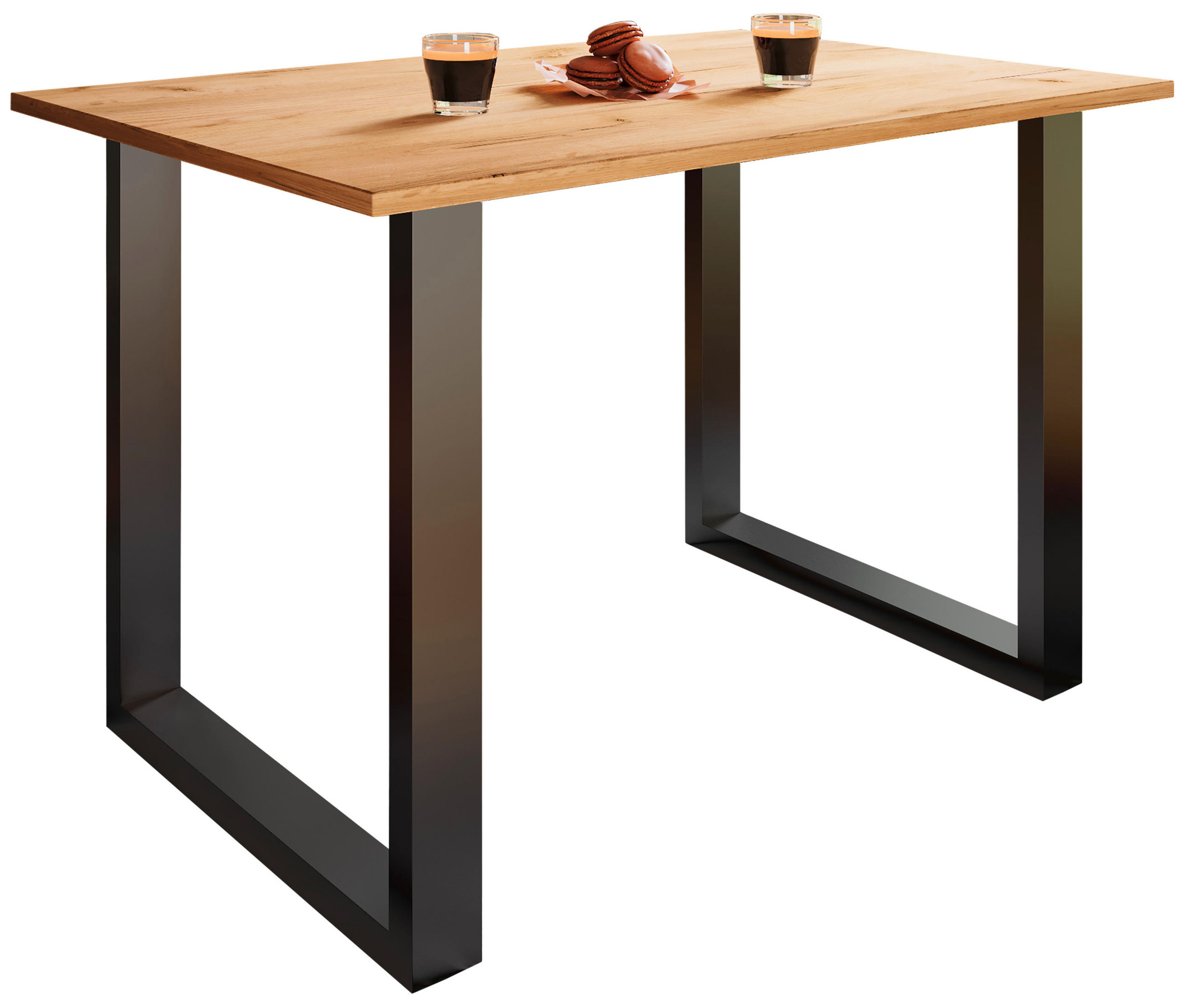 ESSTISCH rechteckig Schwarz, Honigeiche  - Honigeiche/Schwarz, Basics, Holzwerkstoff/Metall (140/80/76cm) - MID.YOU