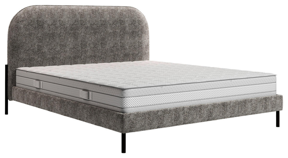 STOPPAD SÄNG ,140/200 cm  i antracit  - svart/antracit, Modern, metall/trämaterial (140/200cm) - MID.YOU