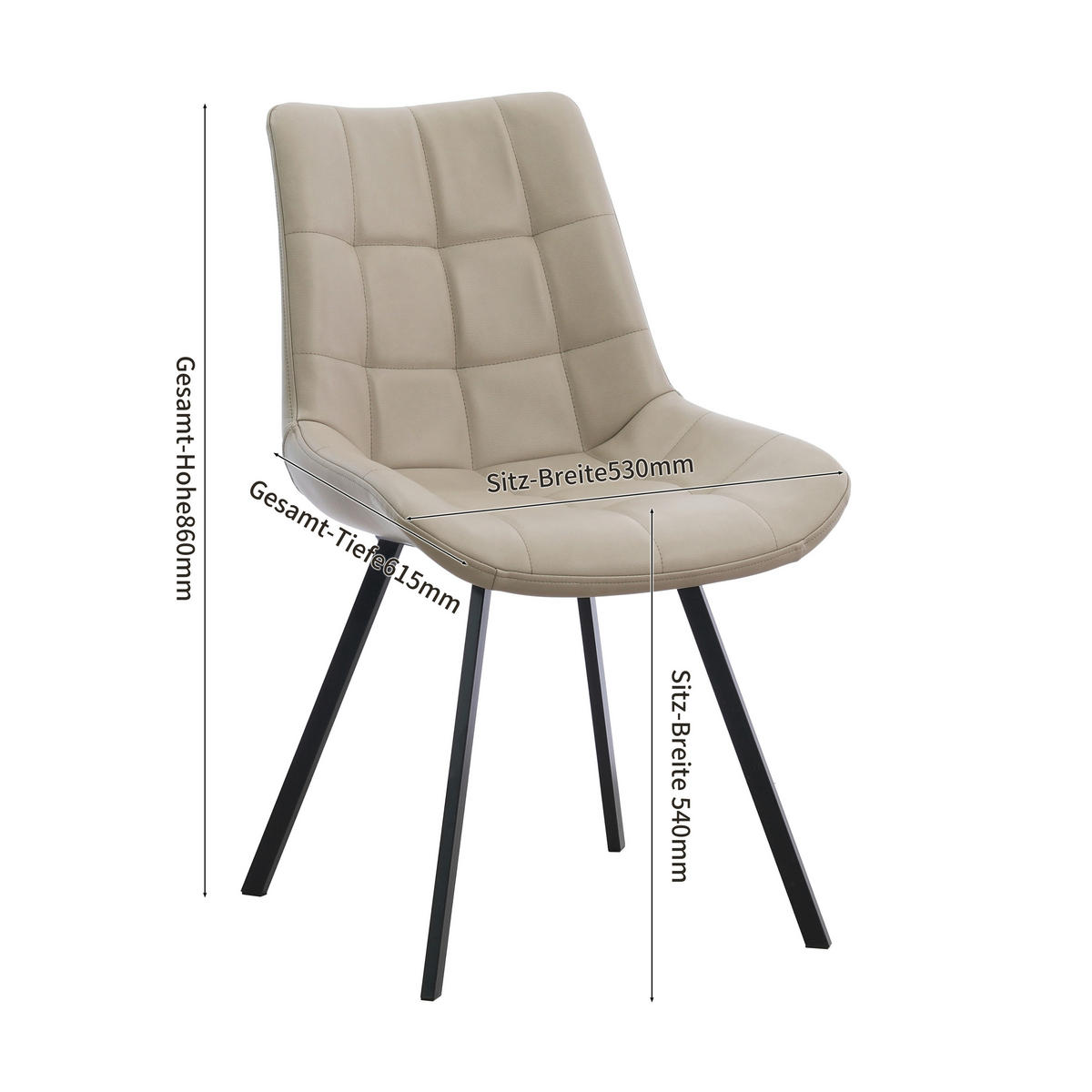 STUHL   Mikrofaser  Schwarz, Beige  - Beige/Schwarz, MODERN, Textil/Metall (54/86/62cm) - MID.YOU