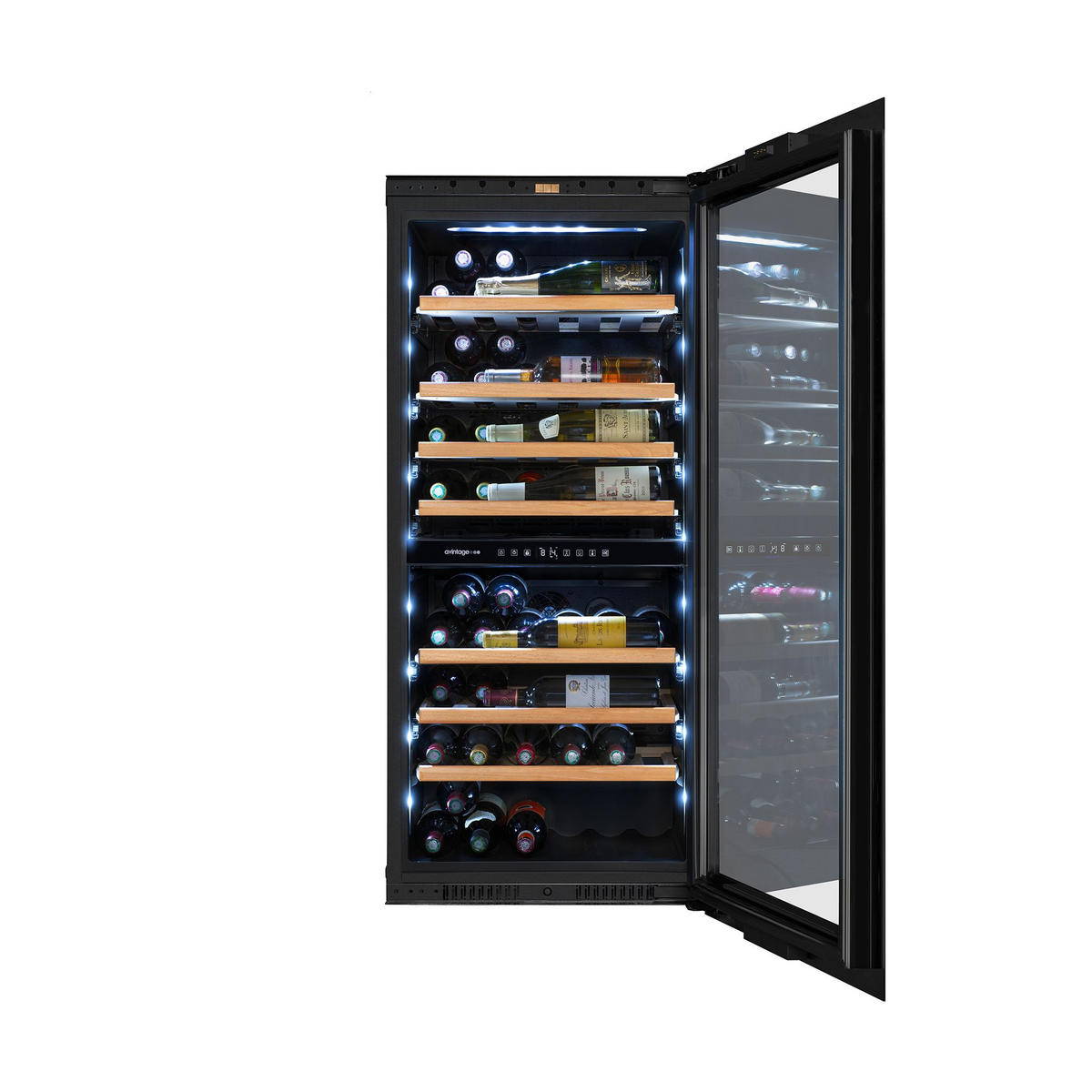 WEINKÜHLSCHRANK AVI122PLATINUM  - Schwarz, Basics, Glas/Holz (59,0/123,3/56,5cm)