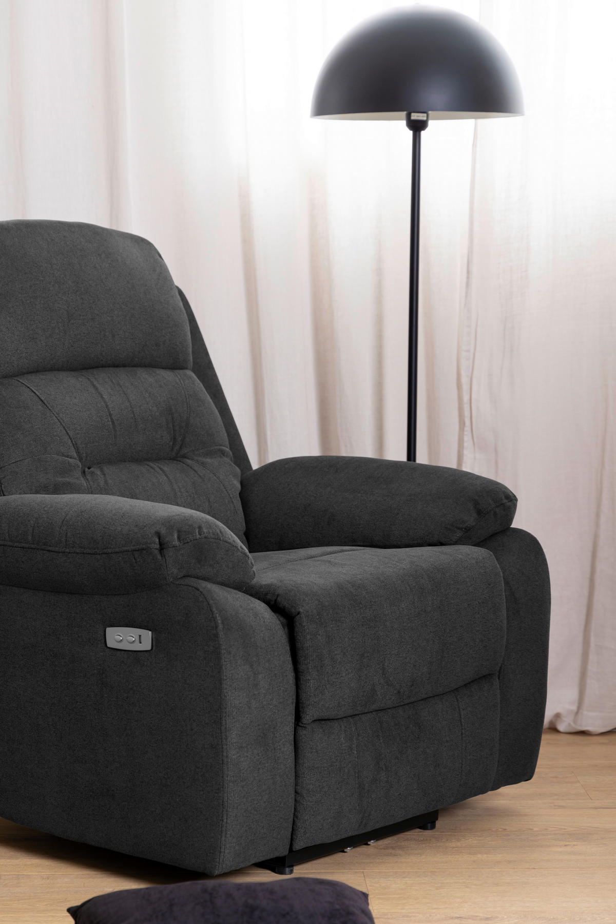 FERNSEHSESSEL in Chenille Dunkelgrau  - Dunkelgrau/Schwarz, KONVENTIONELL, Textil/Metall (92/98/96cm) - MID.YOU