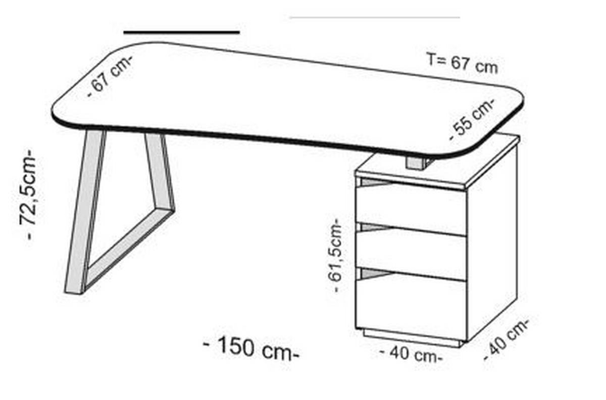 SCHREIBTISCH 150/67/72,5 cm  in Eichefarben  - Edelstahlfarben/Eichefarben, KONVENTIONELL, Holz/Metall (150/67/72,5cm) - Livetastic