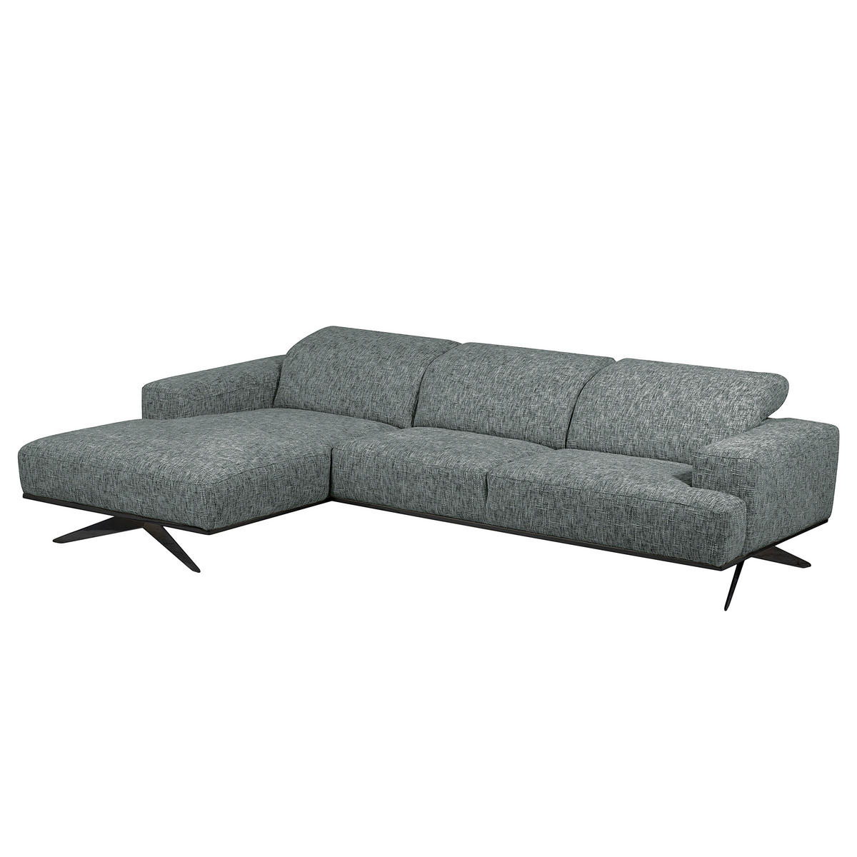 ECKSOFA PORTLAND Anthrazit Struktur Kopfteilverstellung  - Anthrazit/Schwarz, Design, Holz/Textil (187/295cm) - Livetastic