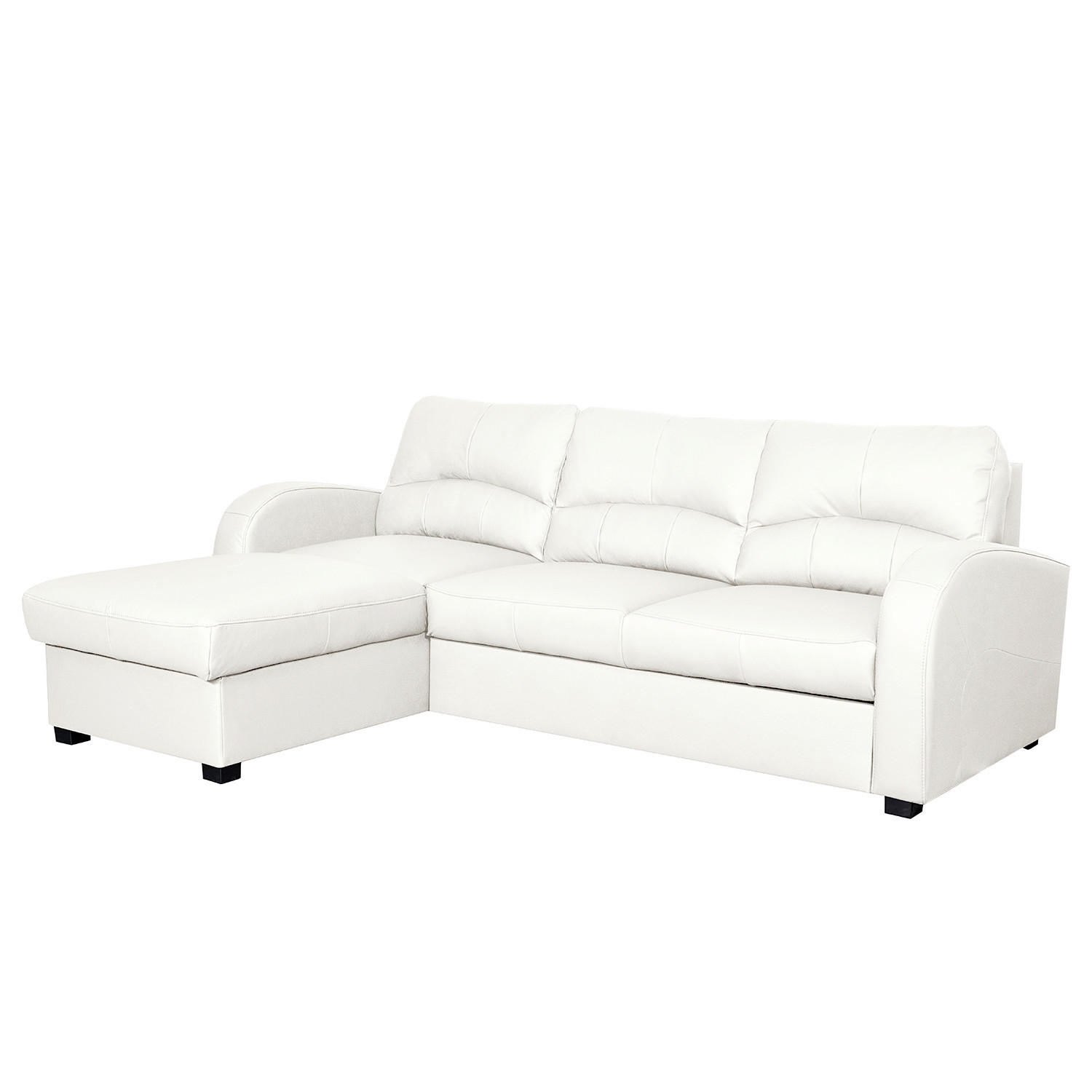 ECKSOFA  Lederlook Weiss  - Weiss/Schwarz, Design, Kunststoff/Textil (168/227cm) - Livetastic