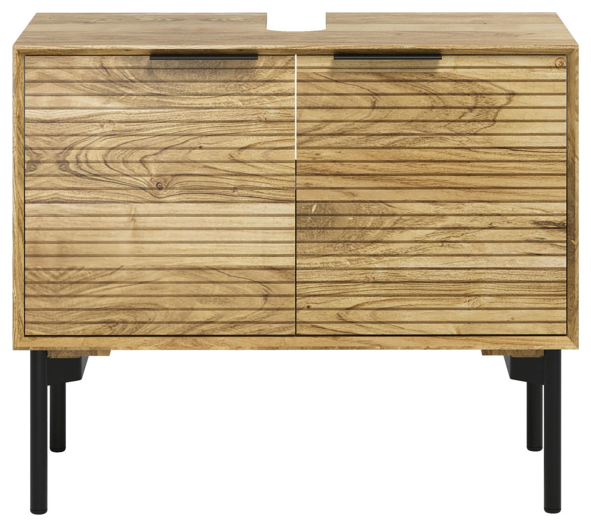 WASCHBECKENUNTERSCHRANK 80/66/42 cm  - Schwarz/Naturfarben, Natur, Holz/Metall (80/66/42cm) - Livetastic