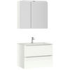 BADEZIMMER 3-teilig  in 81 cm  - Edelstahlfarben/Weiß Hochglanz, MODERN, Holzwerkstoff/Stein (81cm) - Nobilia