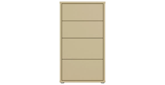 KOMMODE , 55/99/35 cm, 4 Schublade(n)  - Silberfarben/Hellgelb, Trend, Holzwerkstoff/Kunststoff (55/99/35cm) - Carryhome