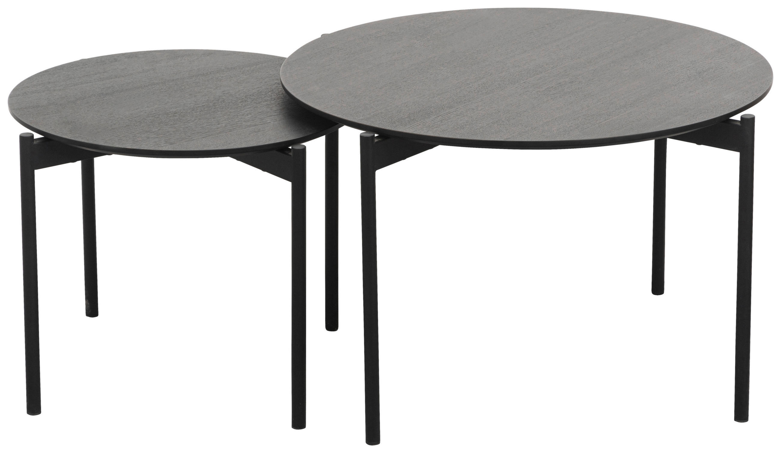 SET DE MĂSUȚE SUPRAPUSE in metal, material pe bază de lemn   - negru, Modern, metal/material pe bază de lemn (70/50/45/42/70/50cm) - MID.YOU