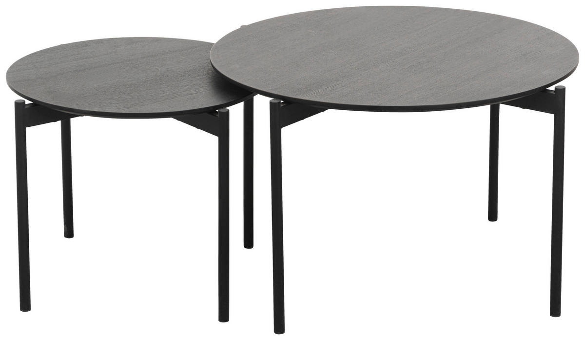 SADA ODKLÁDACÍCH STOLKŮ, černá, kov, kompozitní dřevo, 70/50/45/42/70/50 cm - černá, Moderní, kov/kompozitní dřevo (70/50/45/42/70/50cm) - MID.YOU