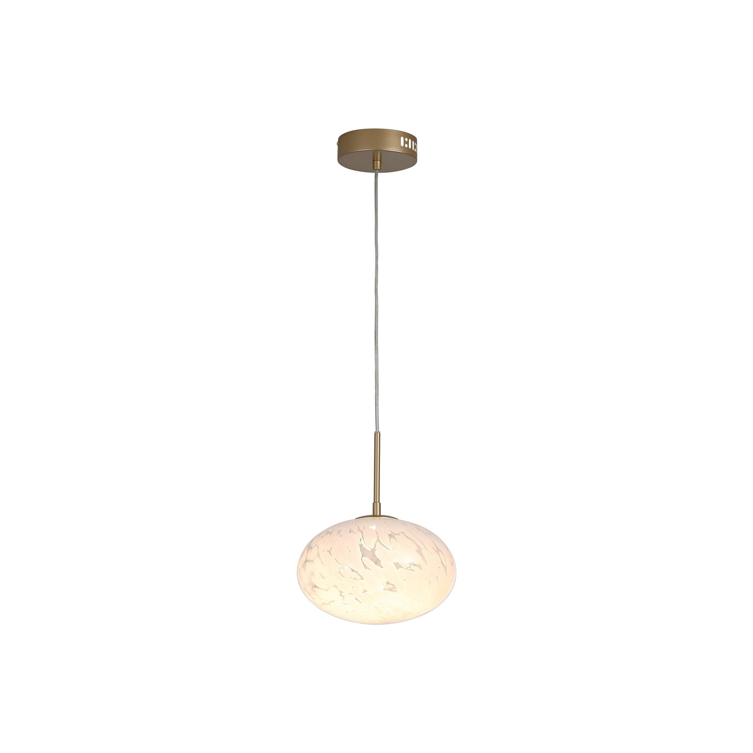LAMPĂ SUSPENDATĂ CU LED 25/150 cm  - alb/auriu, Basics, sticlă/metal (25/150cm)