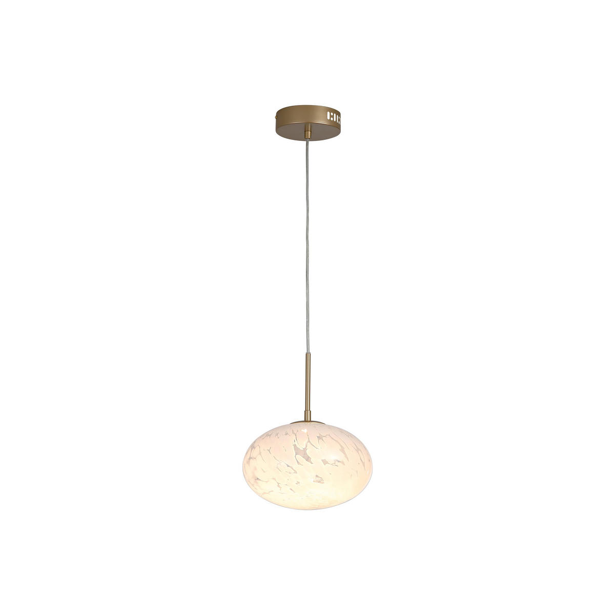 LAMPĂ SUSPENDATĂ CU LED 25/150 cm  - alb/auriu, Basics, sticlă/metal (25/150cm)