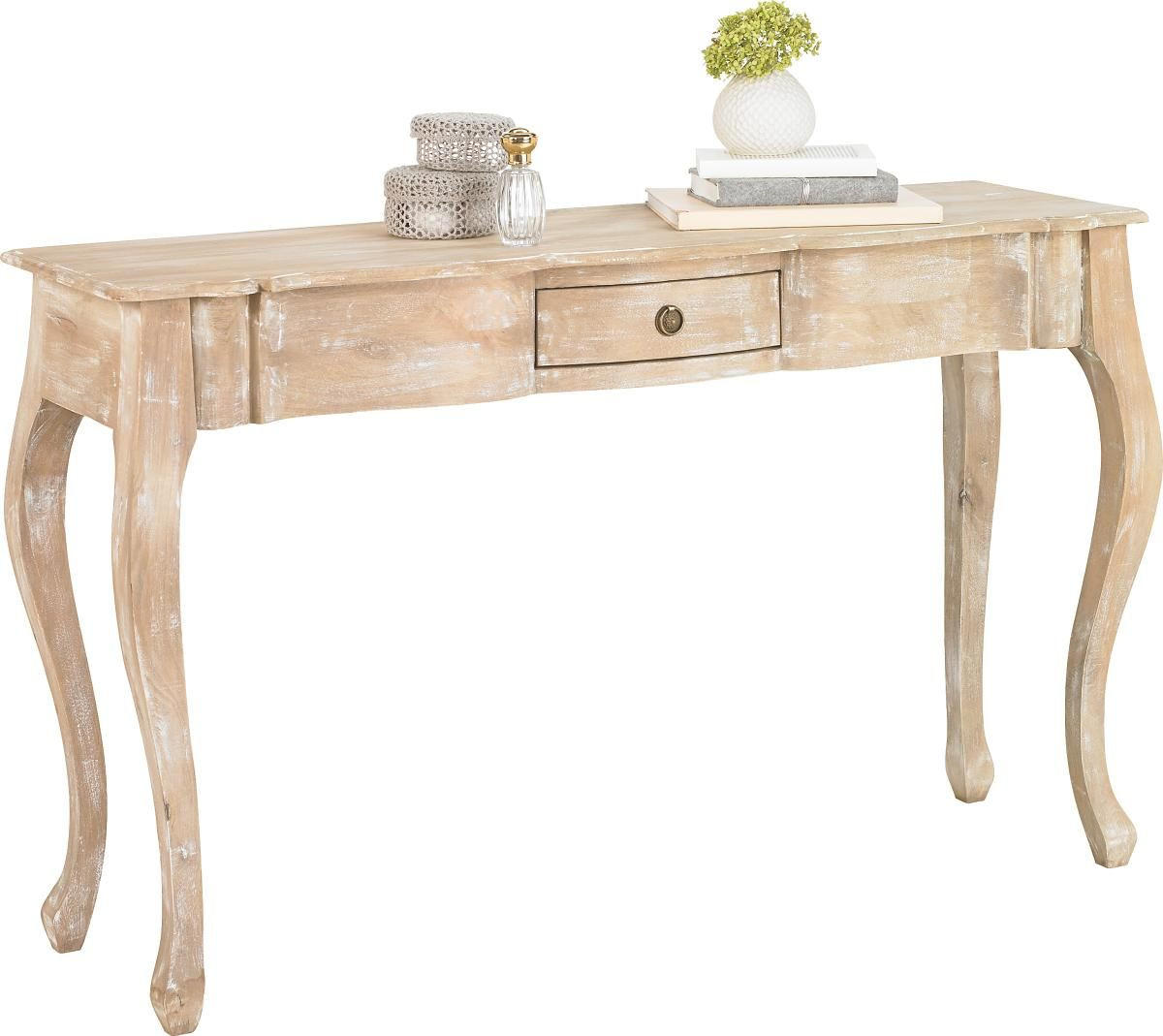 KONZOLA, mangové dřevo, bílá, 130/40/80 cm - bílá, Trend, dřevo (130/40/80cm) - Ambia Home