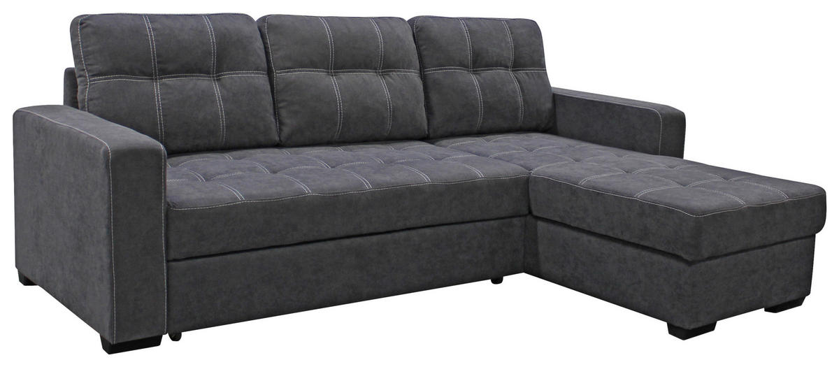 HÖRNSOFFA i mikrofiber mörkgrå  - mörkgrå/vit, Design, textil/plast (240/160cm) - Livetastic