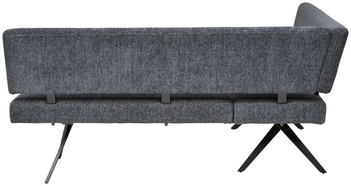 ECKBANK Metall, Textil Dunkelgrau  - Dunkelgrau/Schwarz, Konventionell, Textil/Metall (190/150cm) - MID.YOU