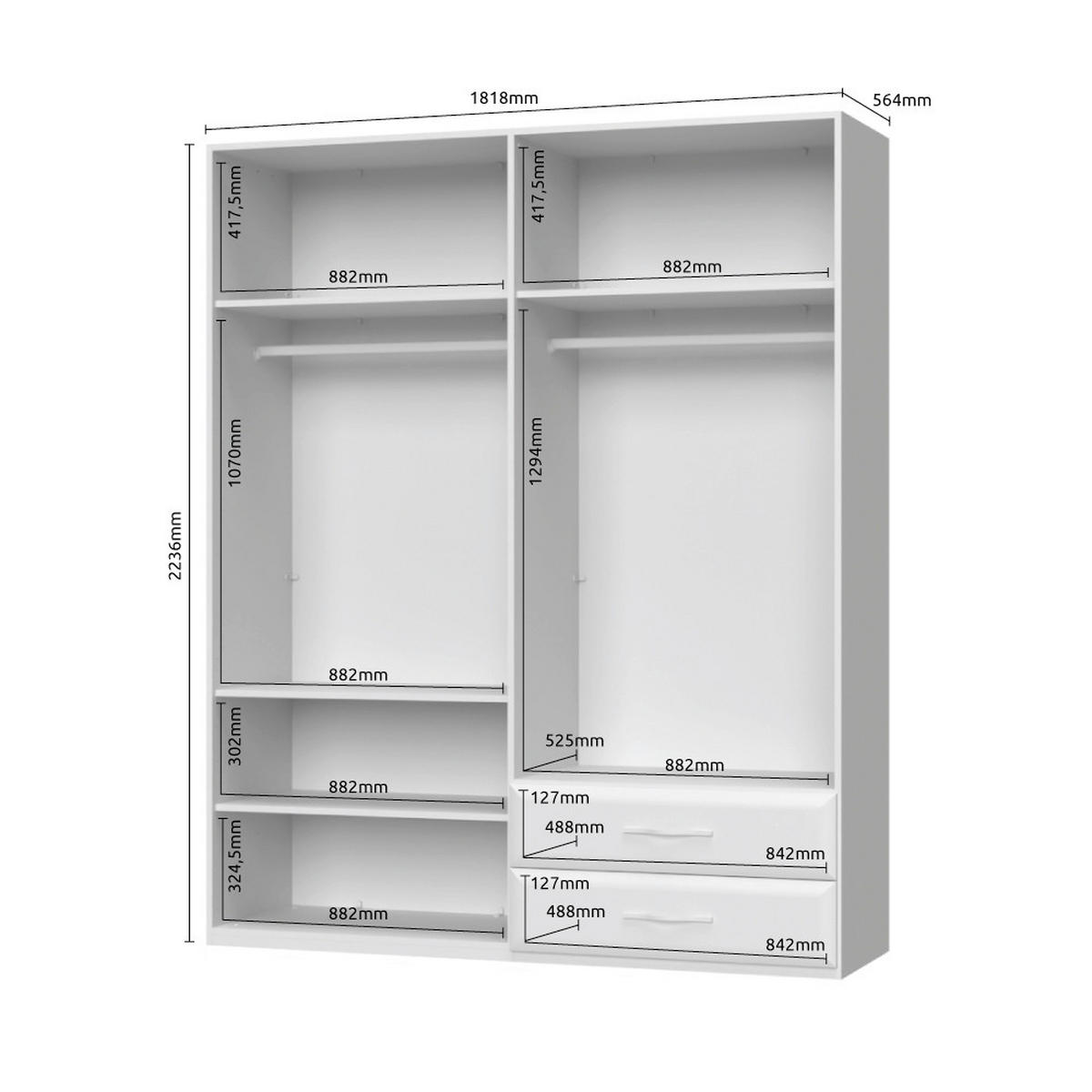 ORMAR SA KLASIČNIM VRATIMA bež  182/224/56 cm  - bež, Dizajnerski, metal/pločasti materijal (182/224/56cm)