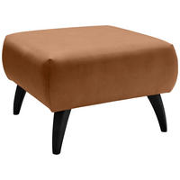 HOCKER Lederlook Cognac  - Cognac/Schwarz, MODERN, Holz/Textil (66/44/66cm) - Livetastic
