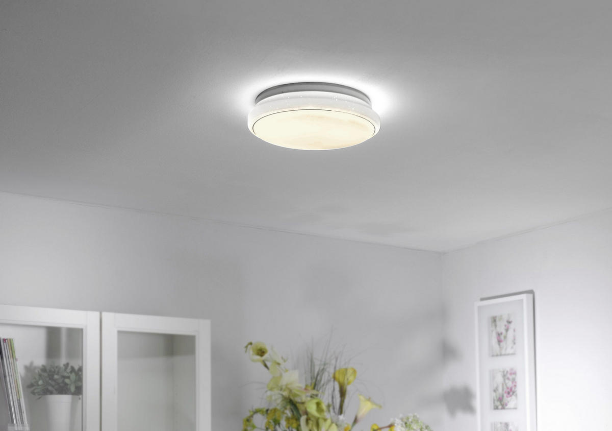 STROPNÉ LED SVIETIDLO, 35/35/9,5 cm - biela, Basics, kov (35/35/9,5cm) - Novel