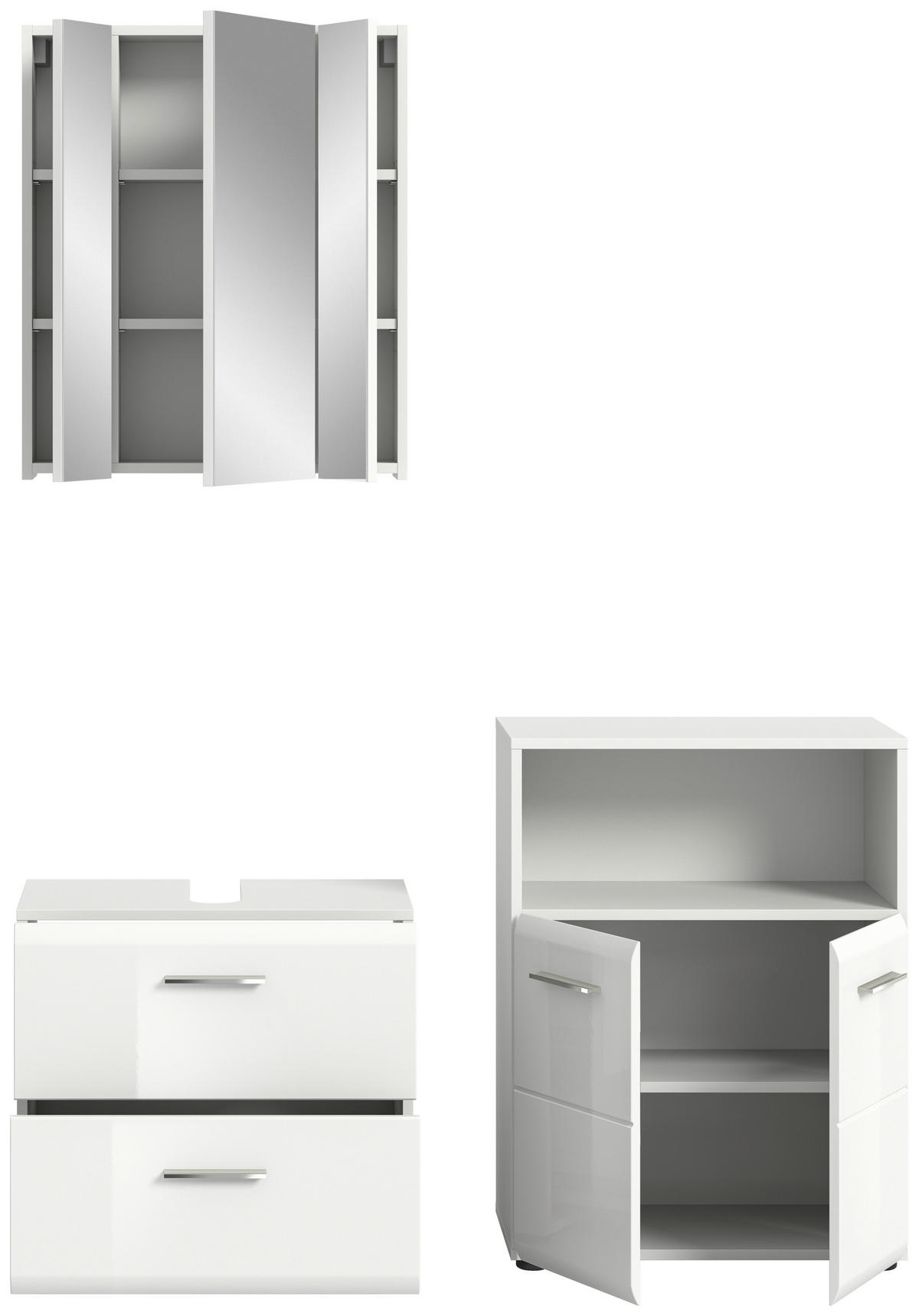 KOUPELNA vysoce lesklá bílá  - barvy stříbra/černá, Moderní, kompozitní dřevo/plast (120cm) - MID.YOU