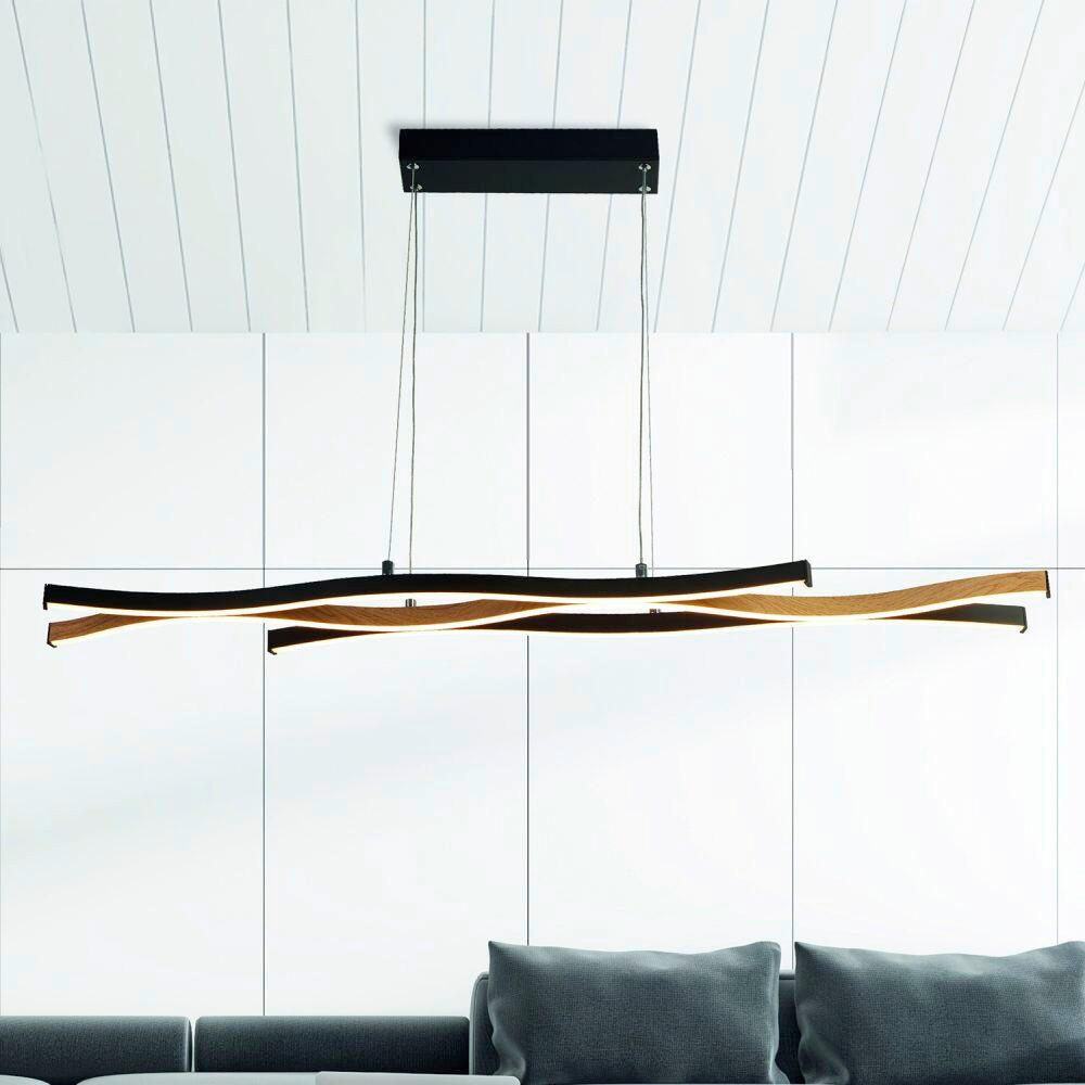 VISEČA LED-SVETILKA  Bloom Swirl /887 lm/3000 K// - črna/naravne barve, Natur, kovina (108/15/150cm)