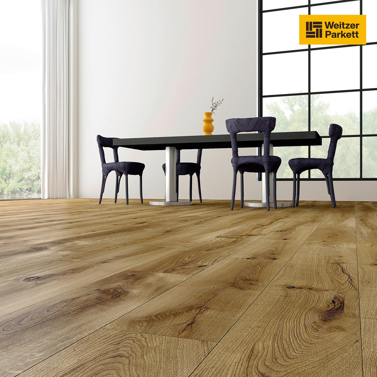 LANDHAUSDIELE, Eiche Wild reliefgehobelt Gesund-Diele  per  m² - Eichefarben, KONVENTIONELL, Holz (224,5/19,3/1,3cm) - Weitzer Parkett