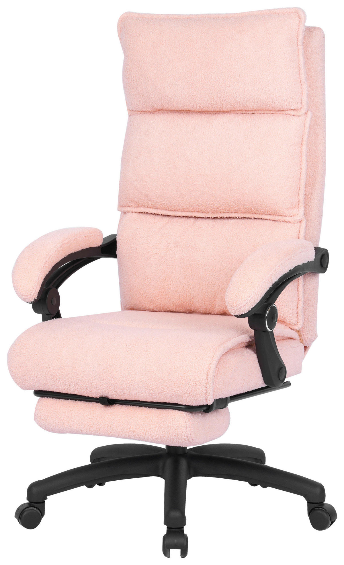 CHEFSESSEL Teddystoff Rosa  - Schwarz/Rosa, Design, Kunststoff/Textil (64,5/112/120/65cm) - Carryhome