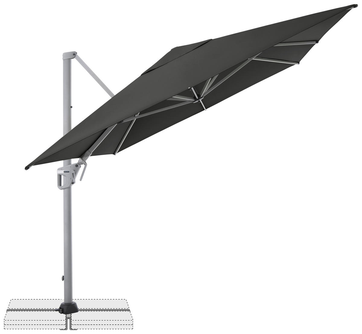 AMPELSCHIRM 350x260 cm Anthrazit  - Anthrazit/Silberfarben, Basics, Textil/Metall (350/260cm) - Doppler