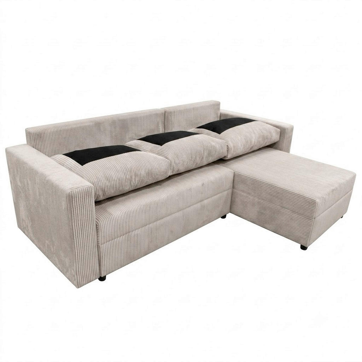 ECKSOFA TOP L Beige Cord Rückenkissen, Bettkasten  - Beige/Schwarz, Design, Kunststoff/Textil (230/156cm) - P & B