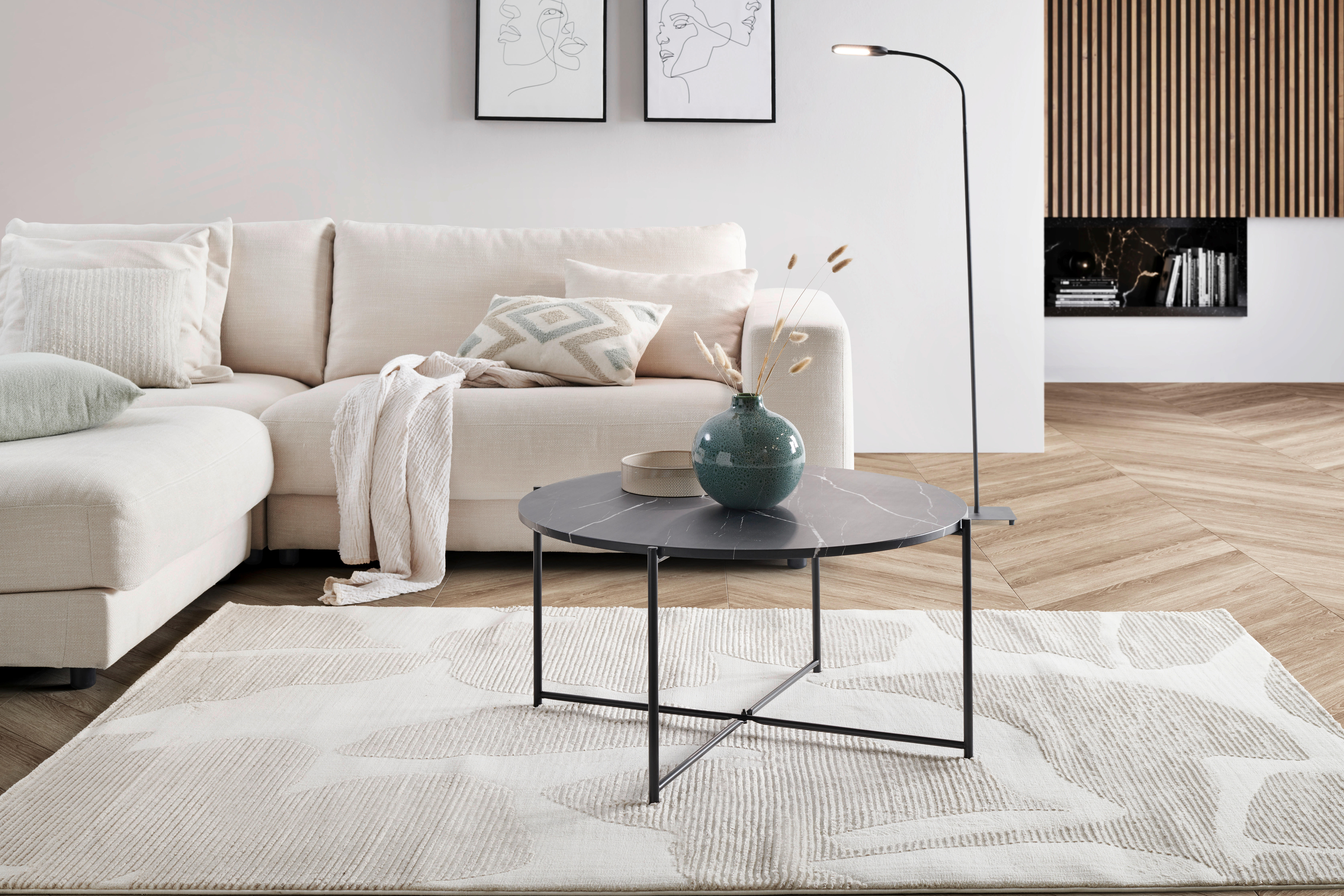 TABLE BASSE in Holz, Metall 83/83/40 cm  - noir, Design, métal/bois (83/83/40cm) - MID.YOU