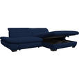 ECKSOFA in Mikrofaser Blau  - Blau/Schwarz, Design, Textil/Metall (290/198cm) - Xora