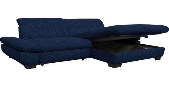 ECKSOFA in Mikrofaser Blau  - Blau/Schwarz, Design, Textil/Metall (290/198cm) - Xora