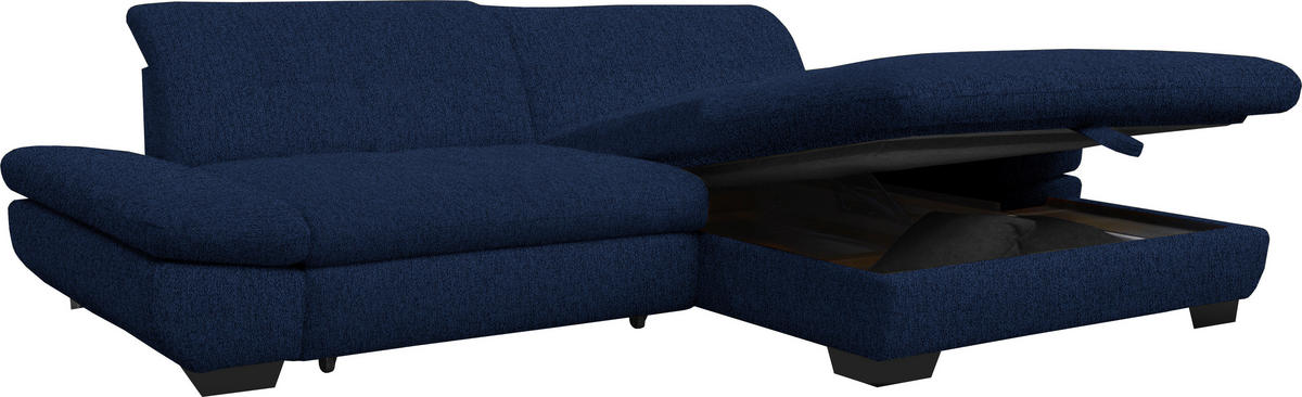 ECKSOFA in Mikrofaser Blau  - Blau/Schwarz, Design, Textil/Metall (290/198cm) - Xora