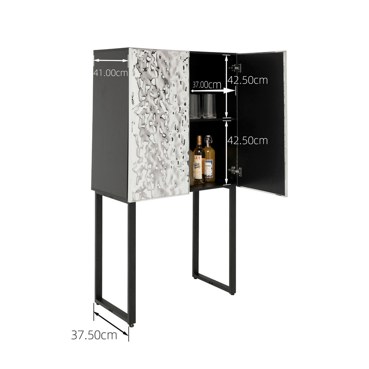 KOMMODE , 80/160/39 cm,  - Chromfarben/Schwarz, Design, Holzwerkstoff/Metall (80/160/39cm) - Kare-Design