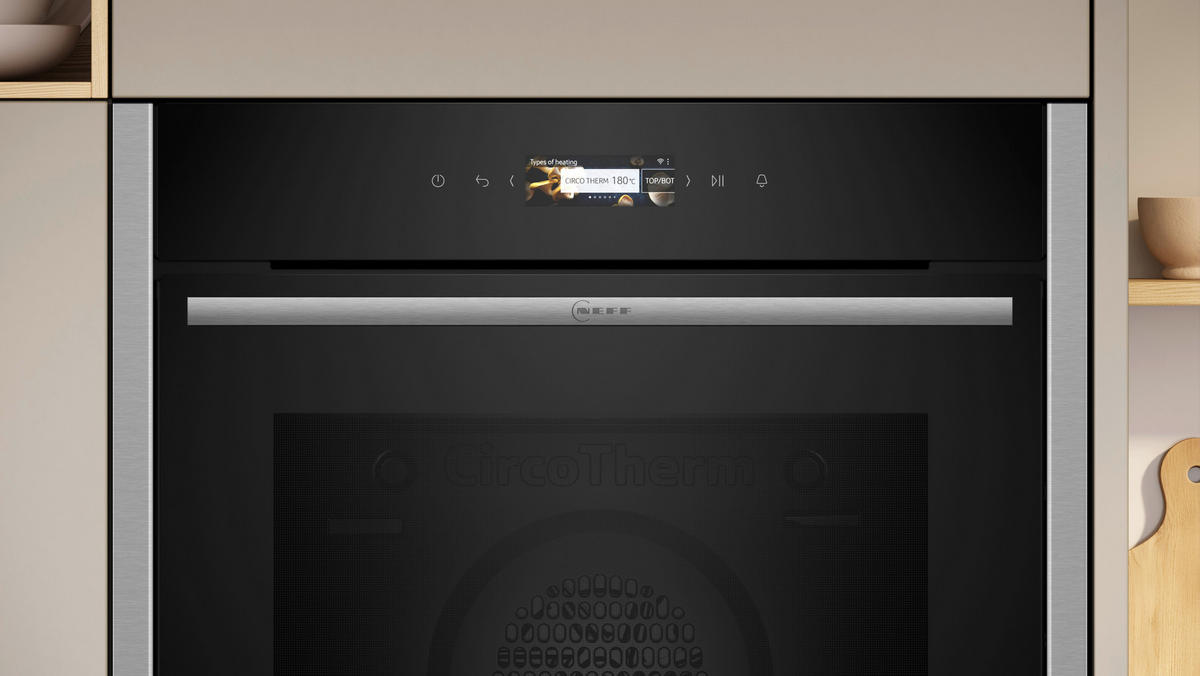 EINBAUBACKOFEN B24CR71N0  - Edelstahlfarben/Schwarz, Basics, Metall (59,5/59,6/54,8cm) - Neff