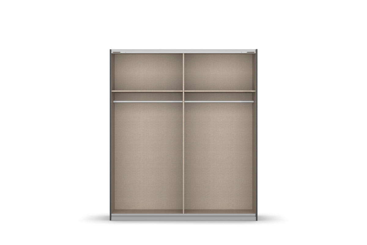 SCHWEBETÜRENSCHRANK in Graphitfarben, Weiss  - Weiss/Alufarben, Modern, Holzwerkstoff/Metall (181/197/61cm) - Rauch Möbel
