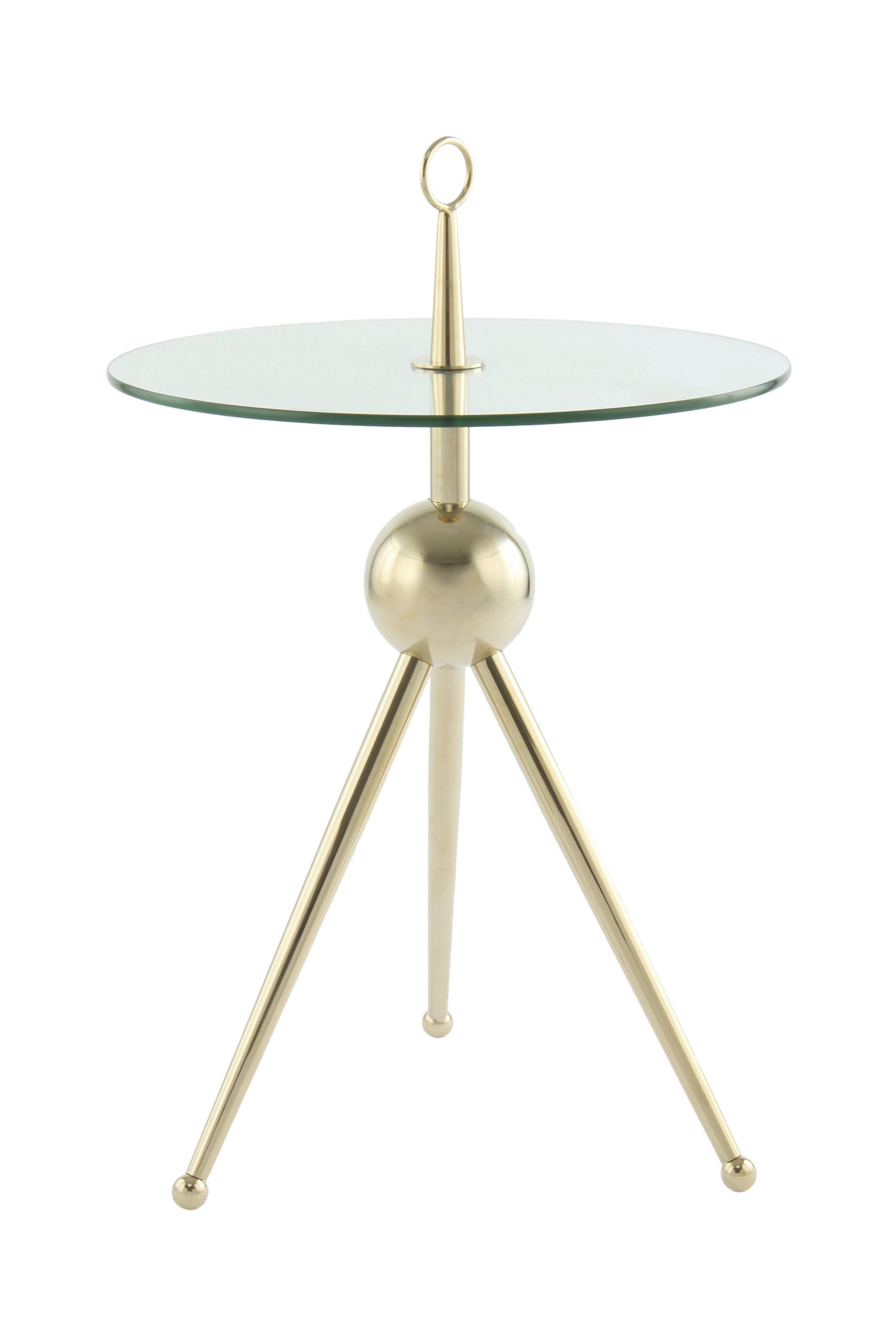 BEISTELLTISCH 46/46/52 cm Goldfarben rund  - Goldfarben, Design, Glas/Metall (46/46/52cm) - Kayoom