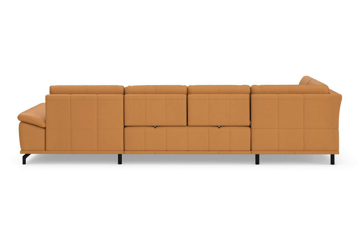 WOHNLANDSCHAFT COSTELLO E Currygelb Echtleder  - Currygelb/Schwarz, Basics, Leder/Metall (223/363/176cm) - Sit & More